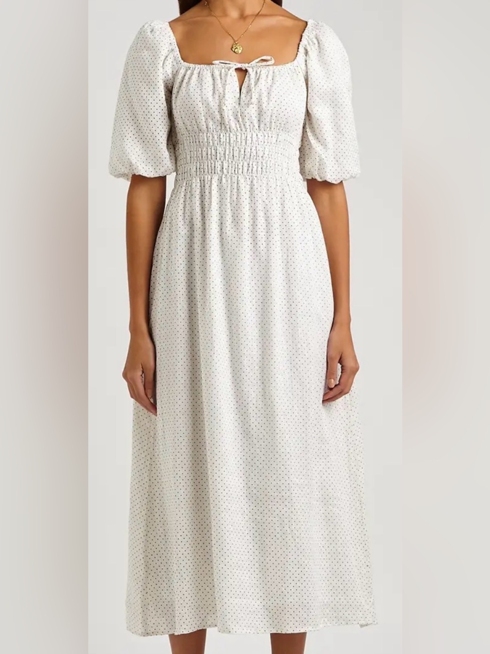 FAITHFULL THE BRAND
Maurelle Polka-Dot Print Linen Midi Dress size medium - Picture 2 of 10